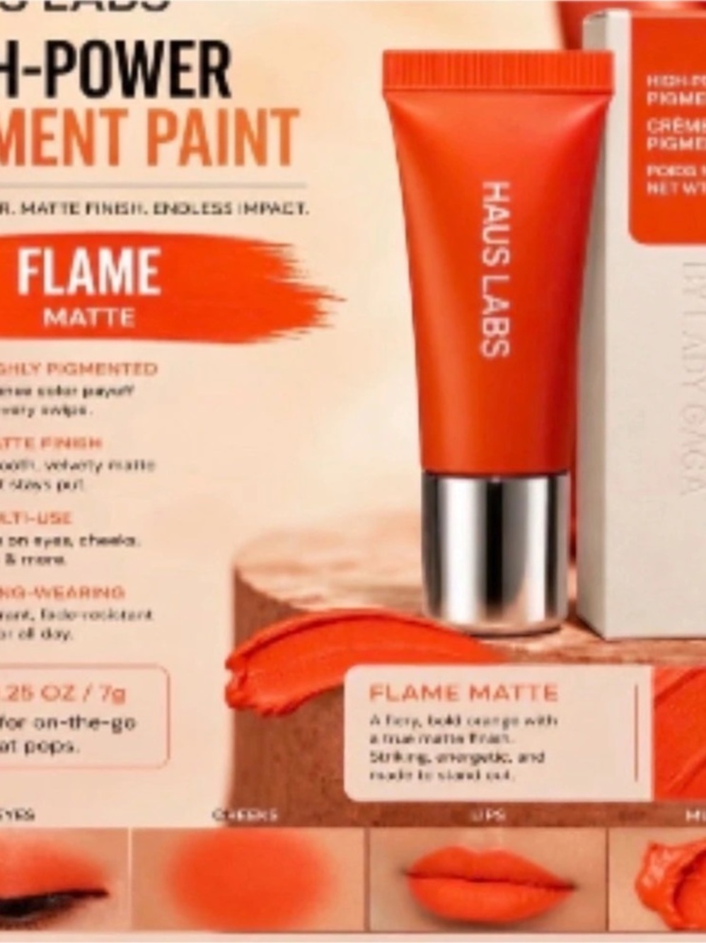 Haus Labs High-Power Pigment Paint Flame Matte NWT